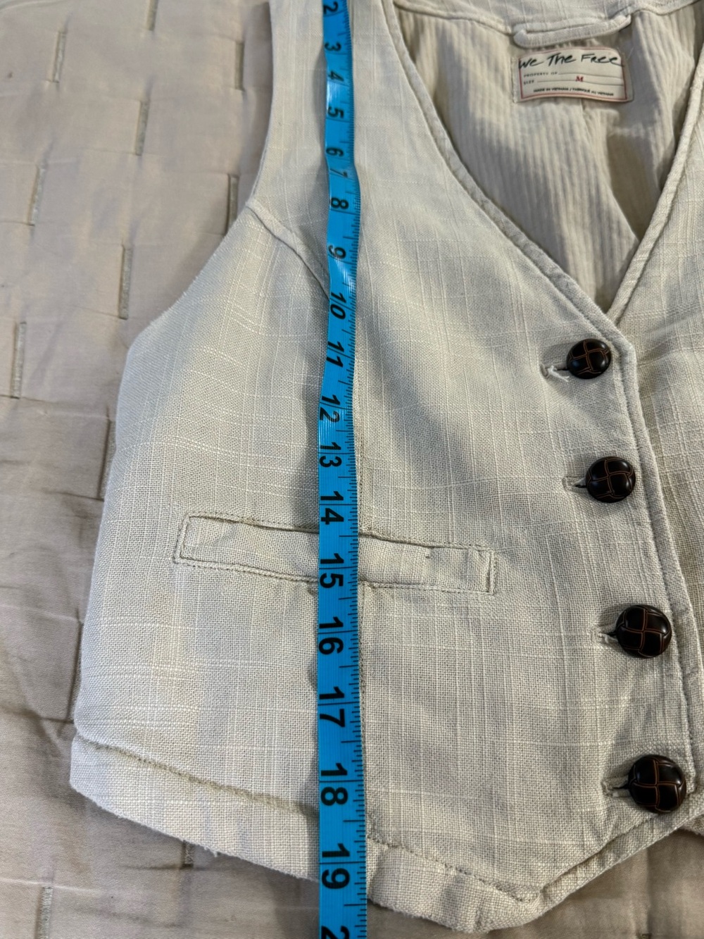 We the Free Free People Women’s Oatmeal Linen/ Viscose Vest Waistcoat Size M - Picture 7 of 8